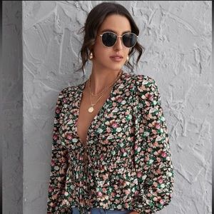 Shein top with tie front detail